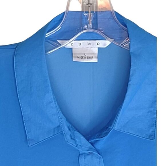 Como Turquoise Top 3/4 Sleeve Chiffon Button Front Short Long Sz L‎ - Picture 6 of 9